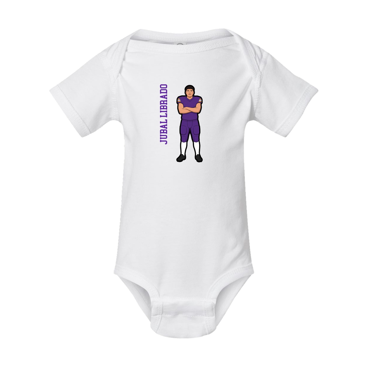 Baby Onesie — Name Vertical in White