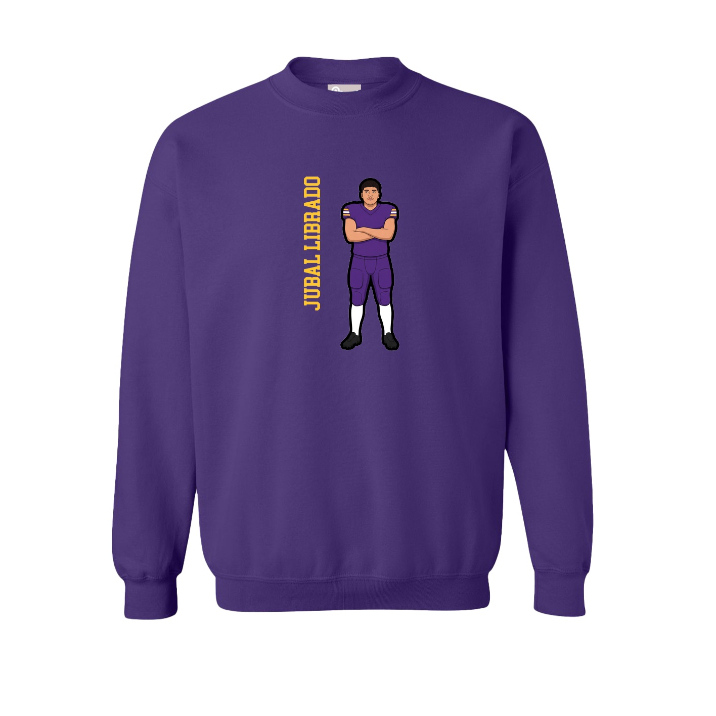 Fleece Crew — Name Vertical in Purple