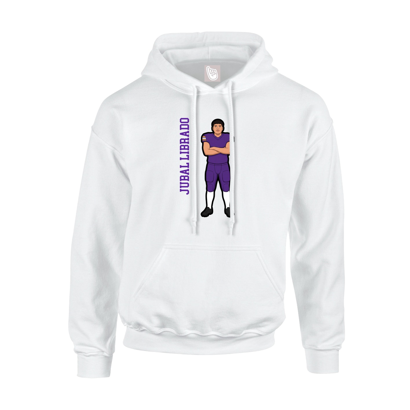 Youth Hoodie — Name Vertical in White