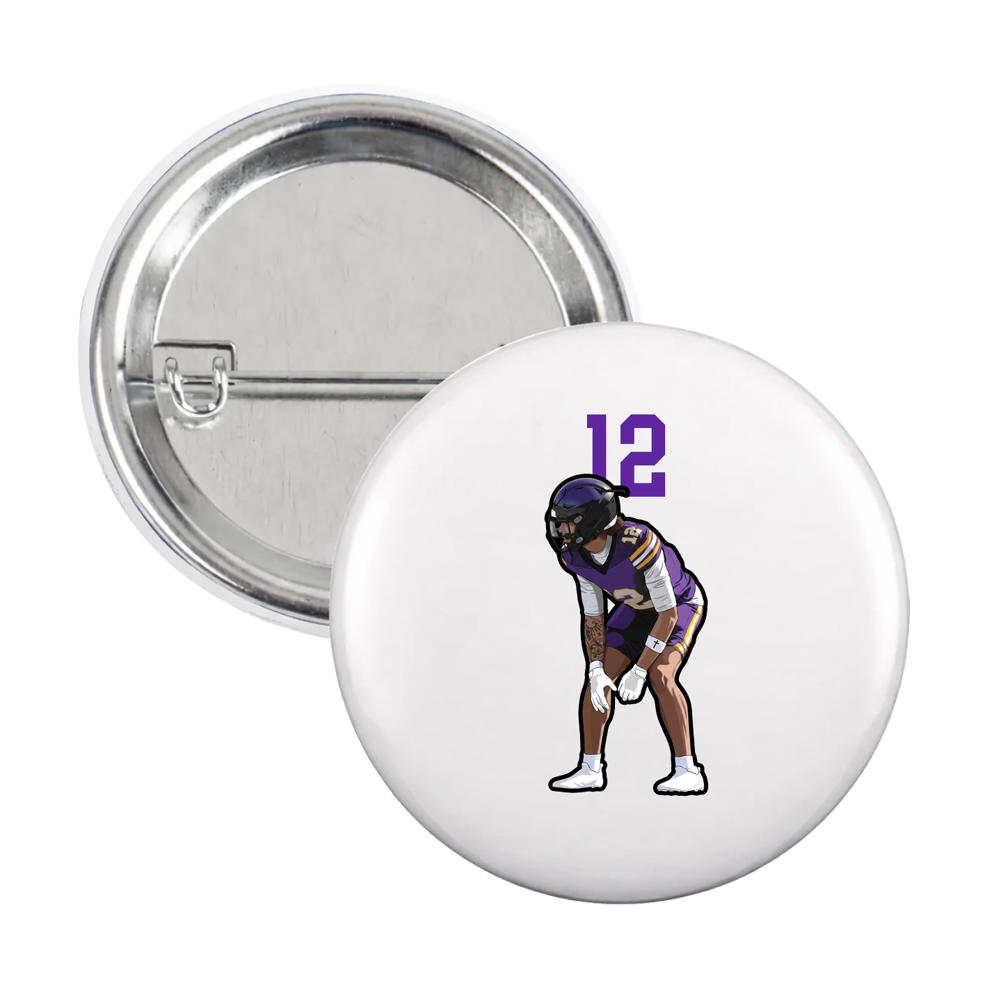 Game Day Button — Number Top in White