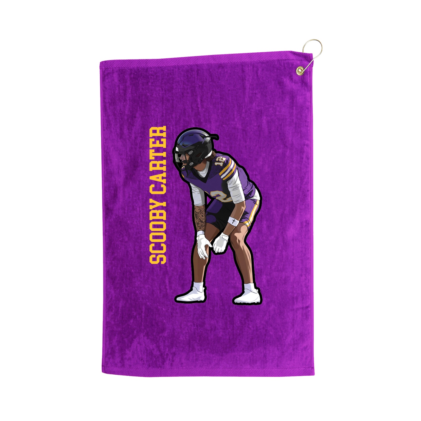 Golf Towel — Name Vertical in Purple