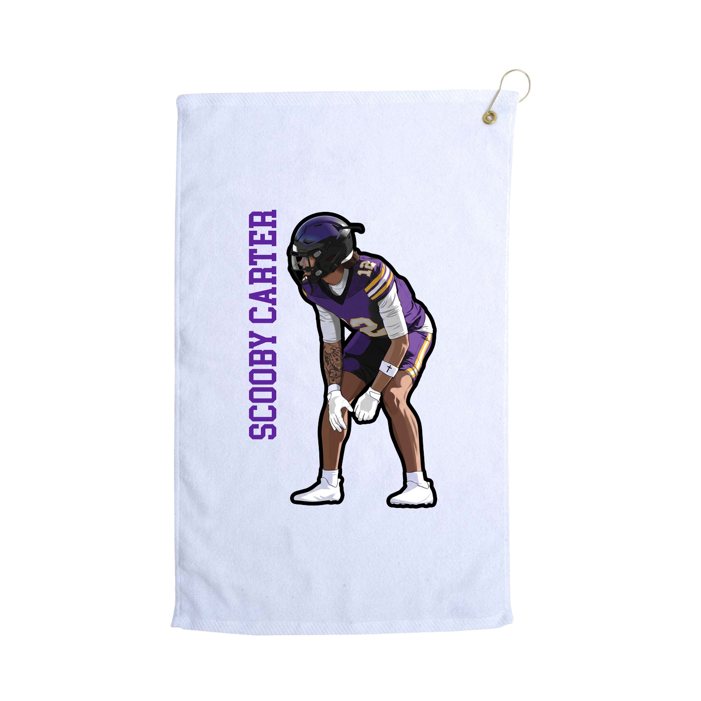 Golf Towel — Name Vertical in White