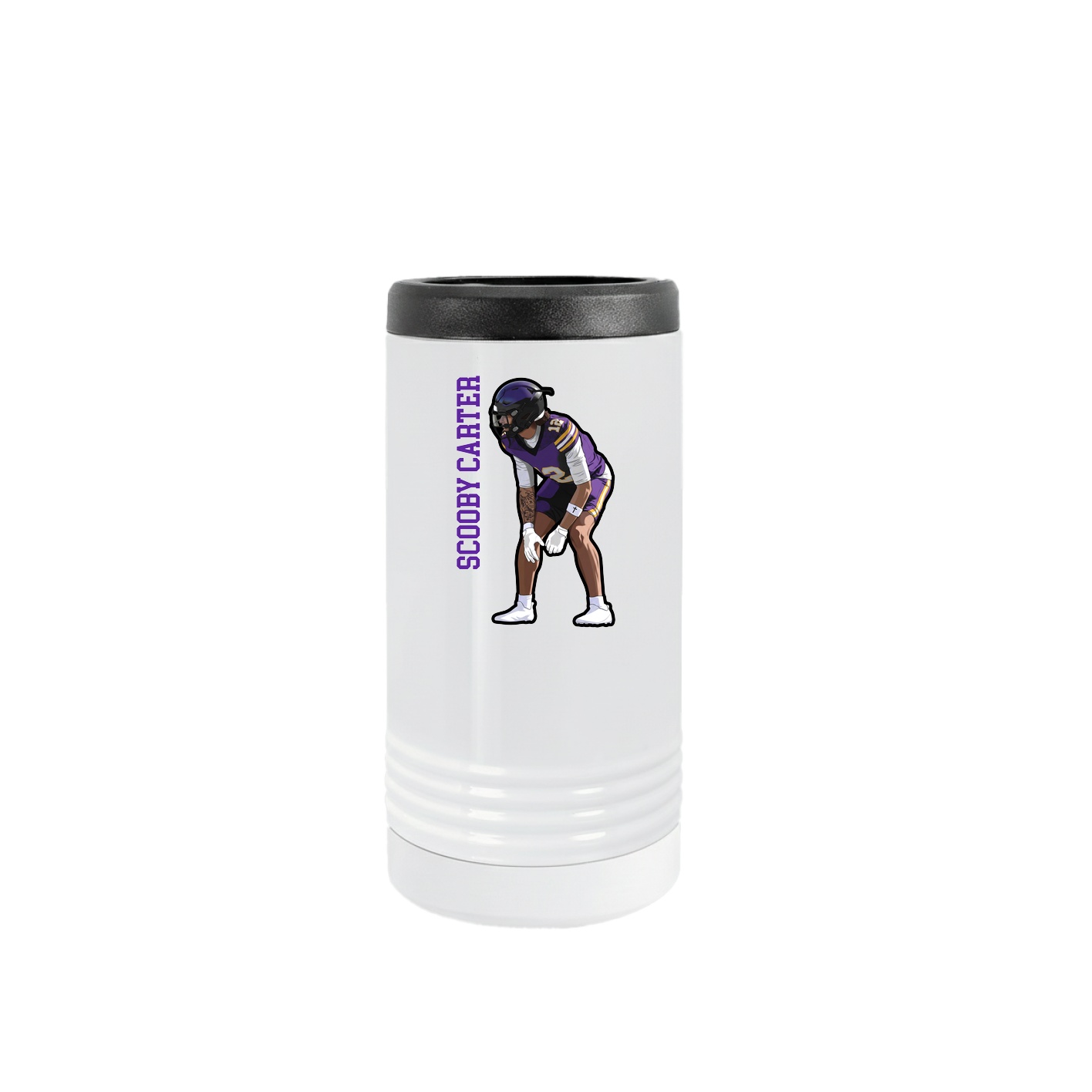 Slim Beverage Holder — Name Vertical in White
