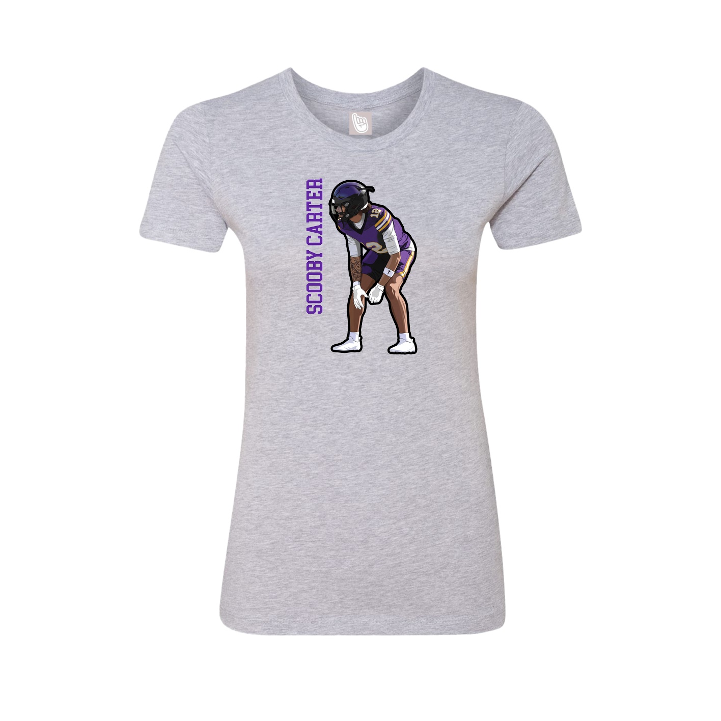 Womens Tee — Name Vertical in Grey