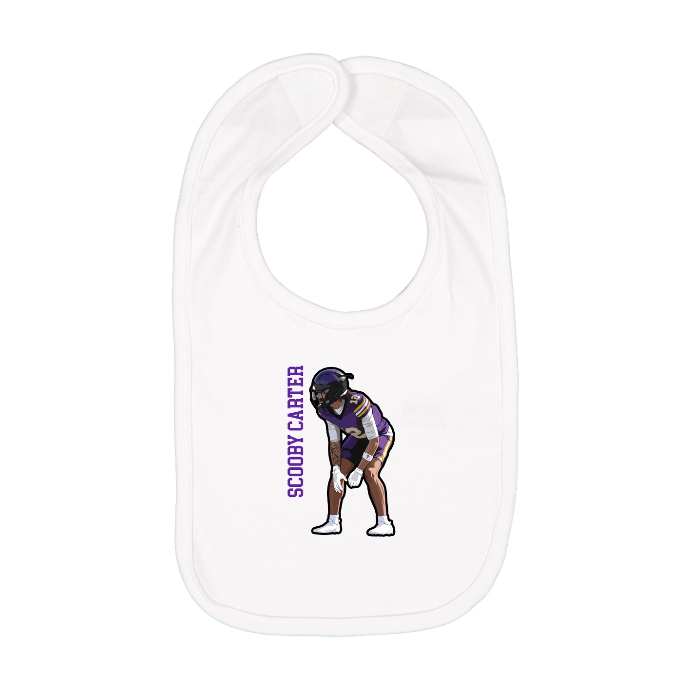 Infant Bib — Name Vertical in White