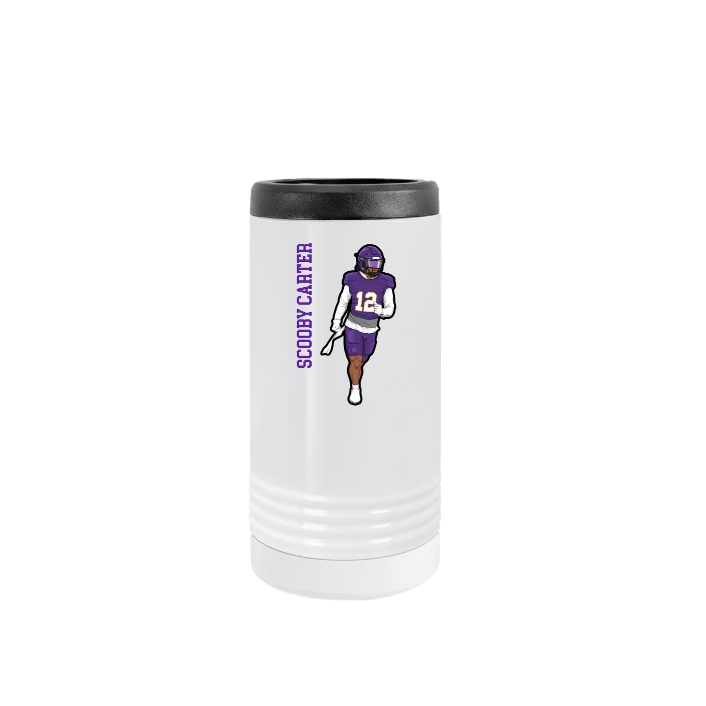 Slim Beverage Holder — Name Vertical in White