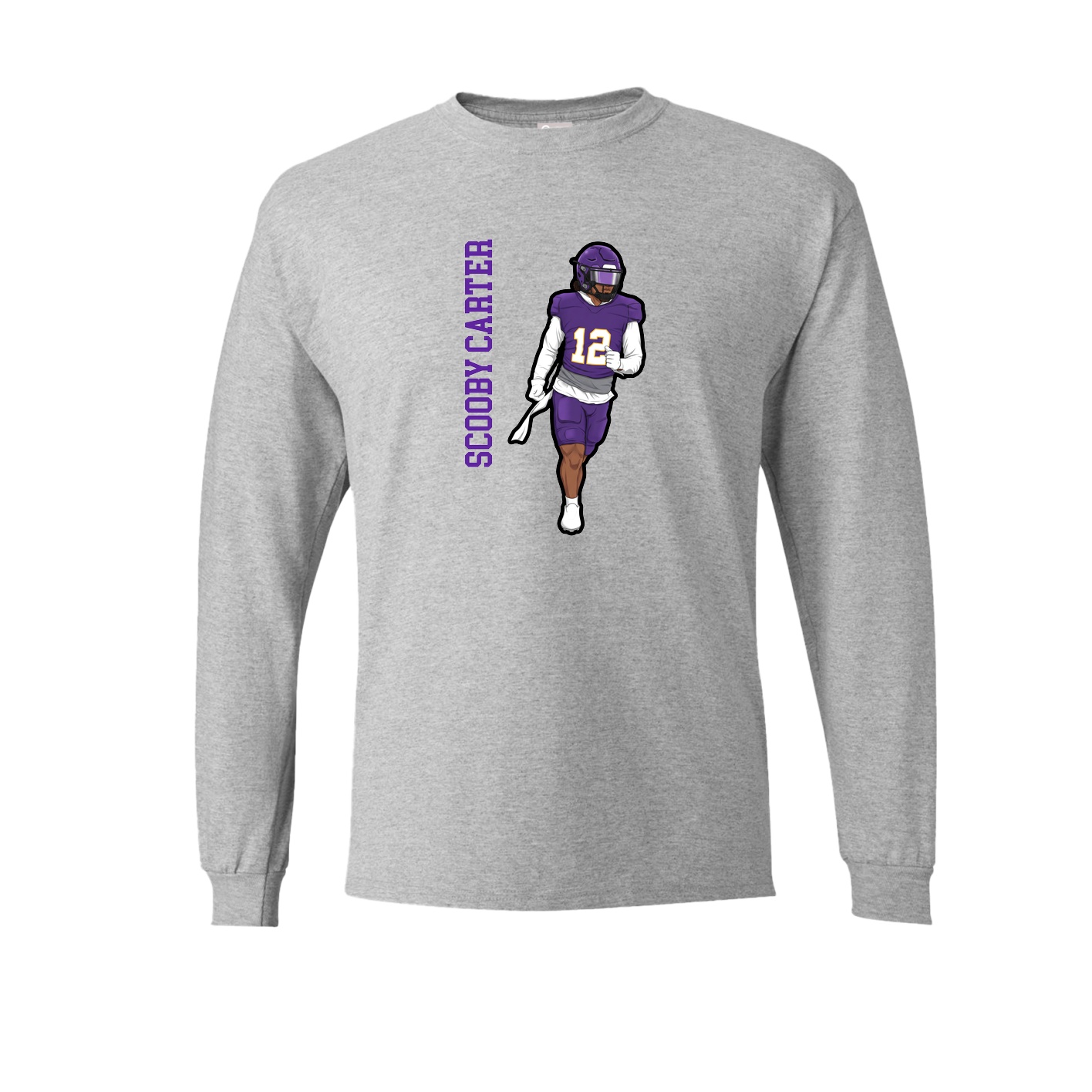 Long Sleeve Tee — Name Vertical in Grey