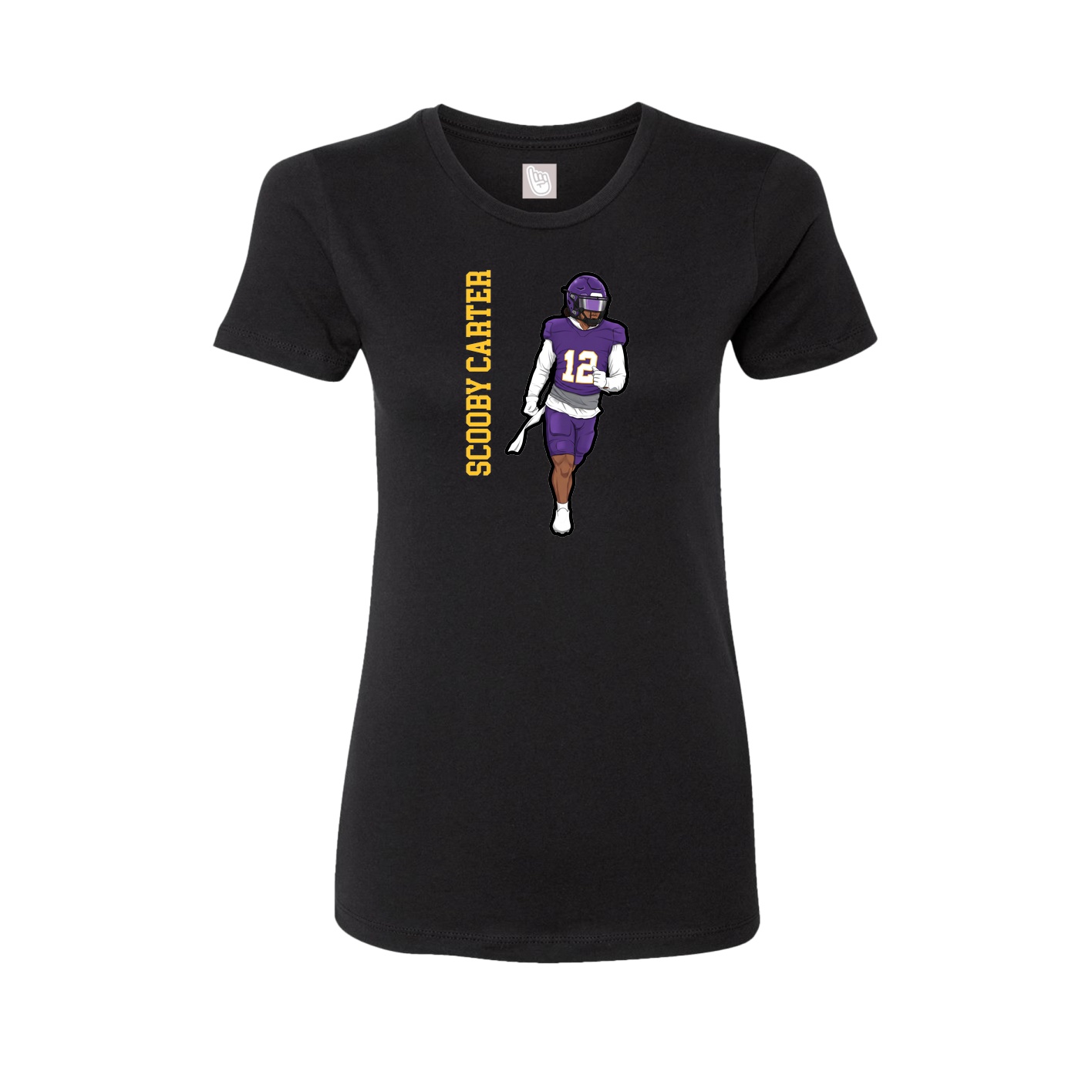 Womens Tee — Name Vertical in Black