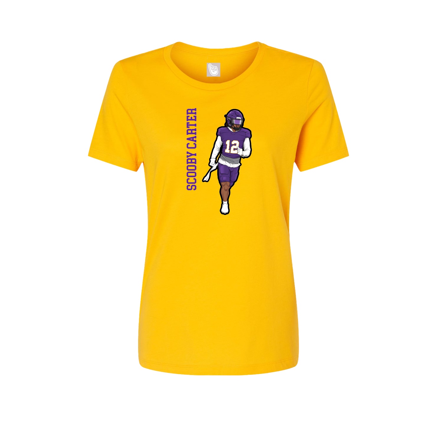 Fitted Women's Tee — Name Vertical in Gold
