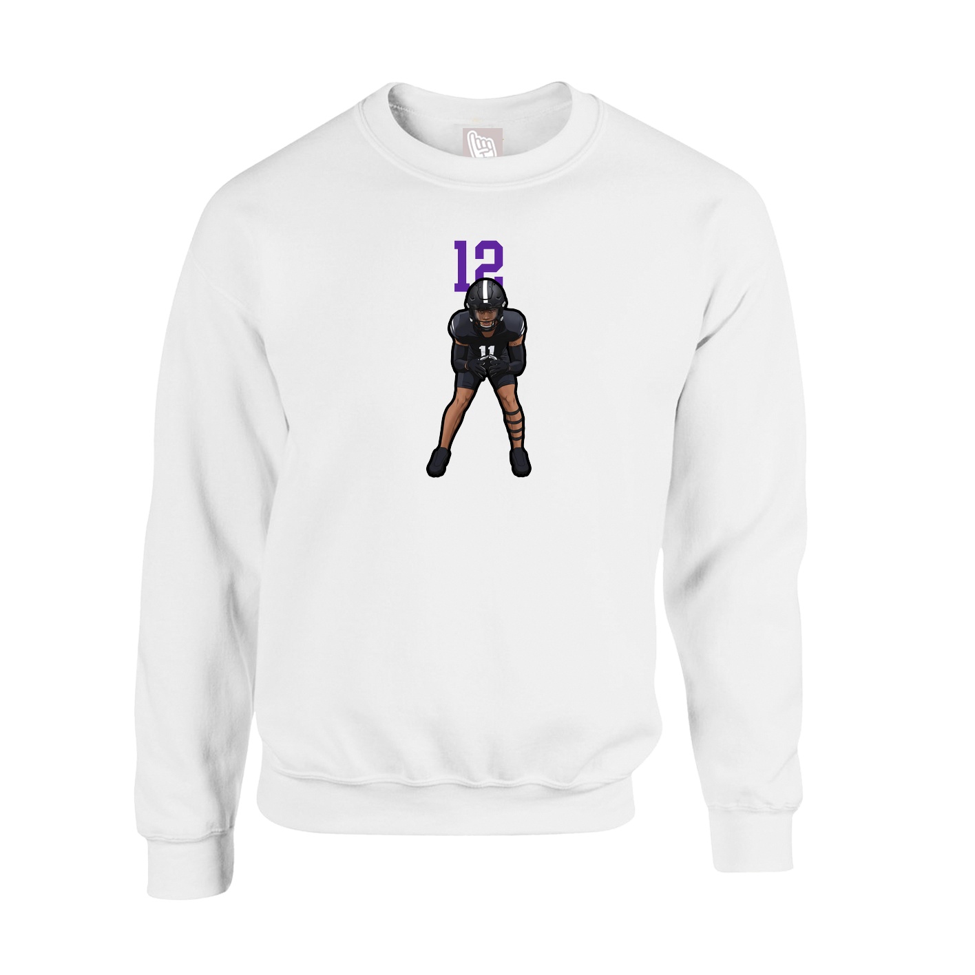 Fleece Crew — Number Top in White