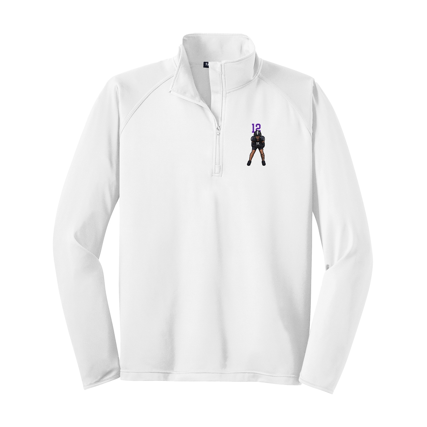 Q-Zip Pullover — Number Top in White