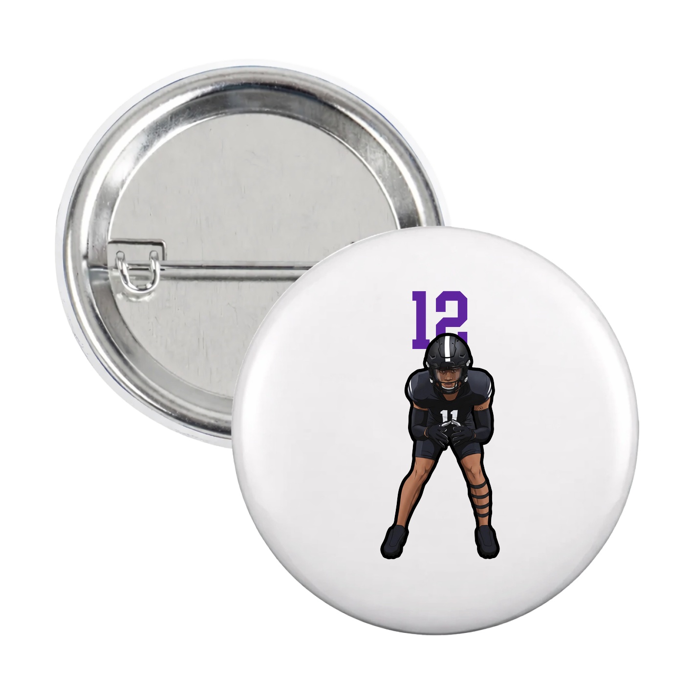Game Day Button — Number Top in White