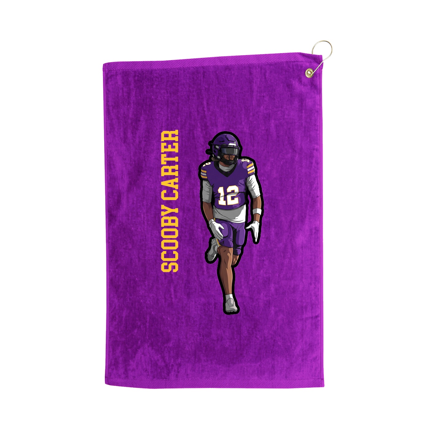 Golf Towel — Name Vertical in Purple