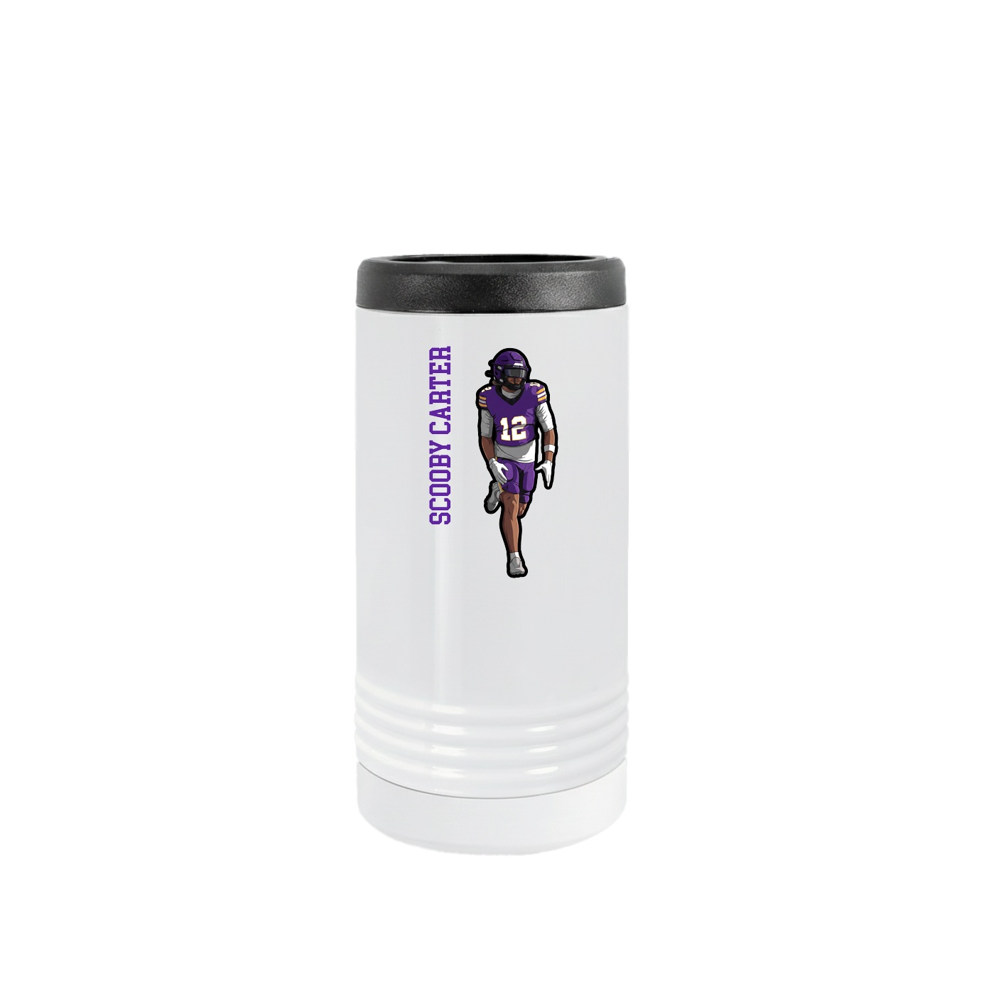 Slim Beverage Holder — Name Vertical in White