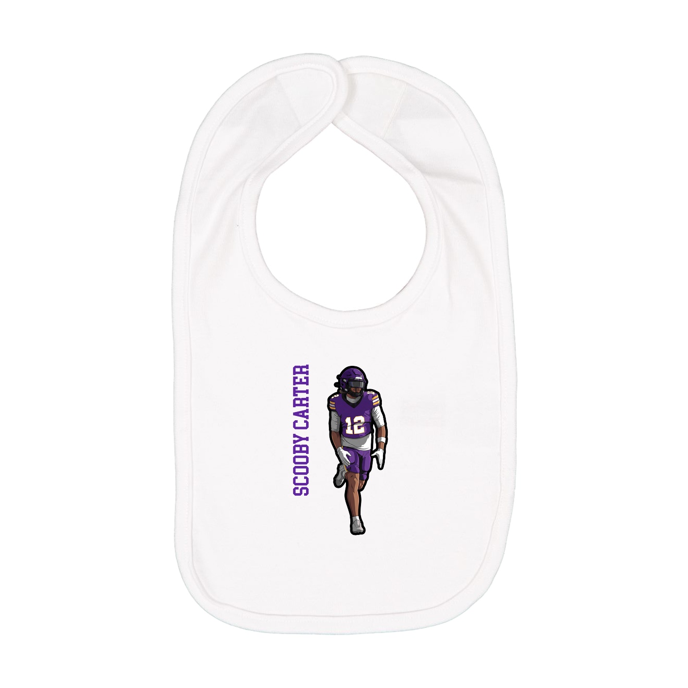 Infant Bib — Name Vertical in White