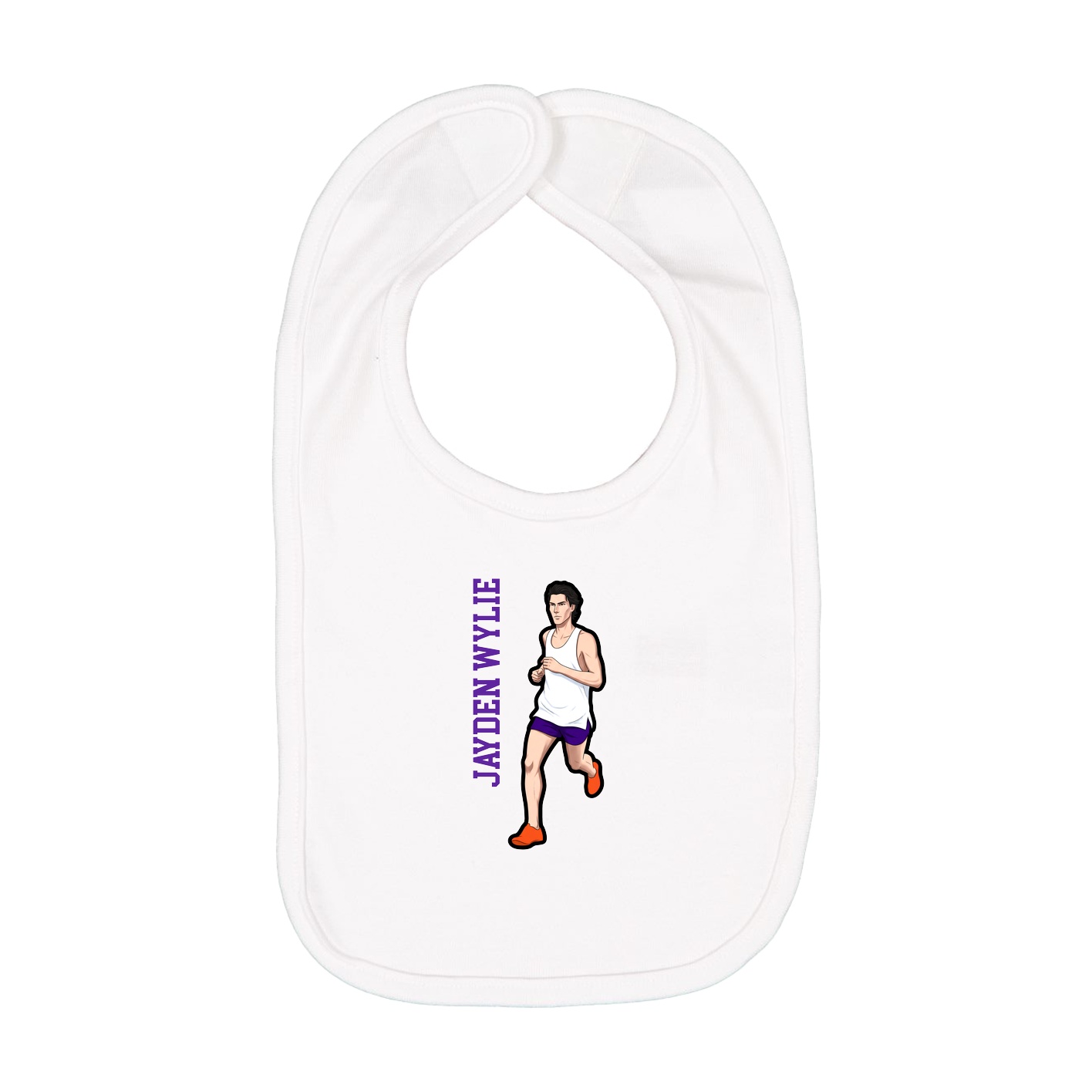 Infant Bib — Name Vertical in White