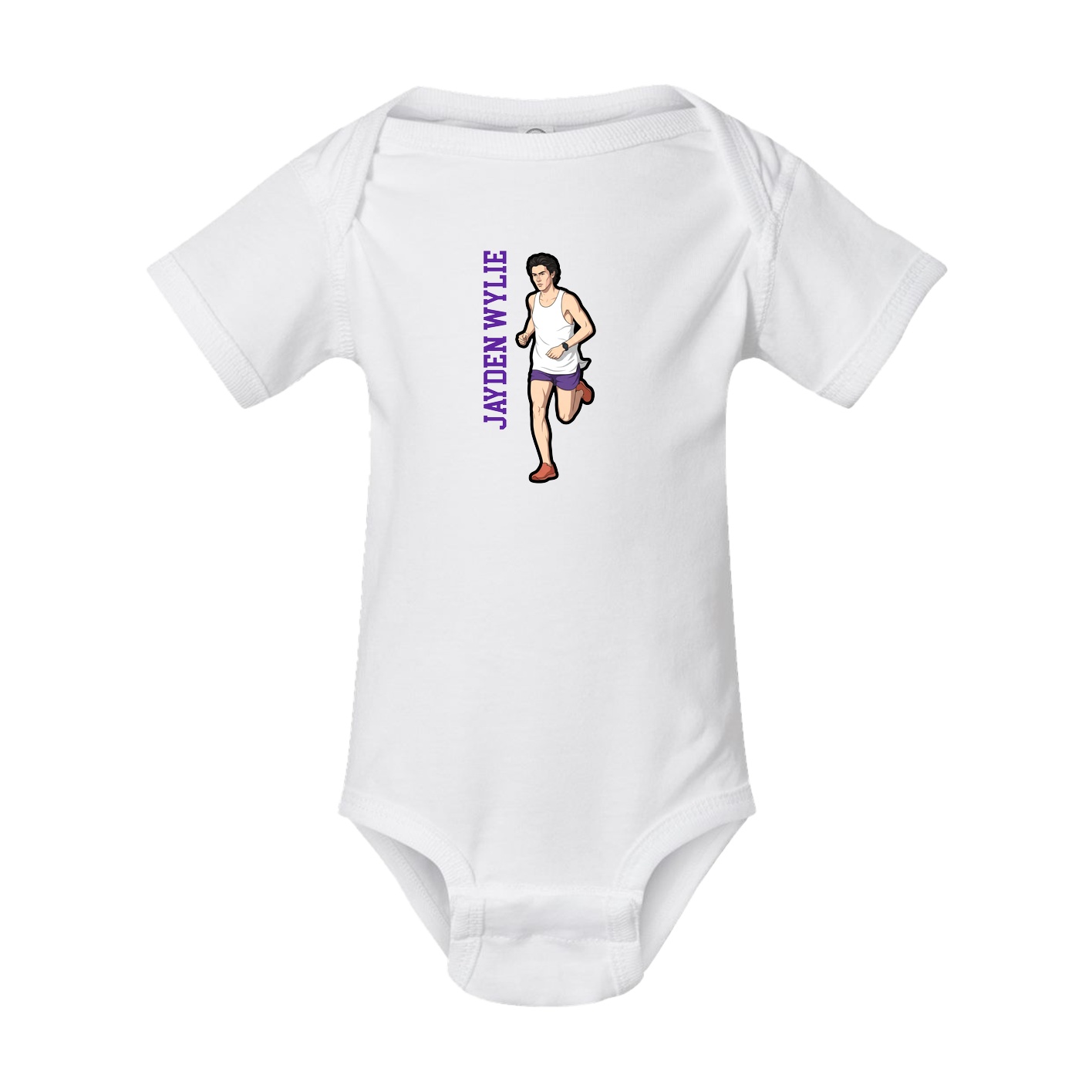 Baby Onesie — Name Vertical in White