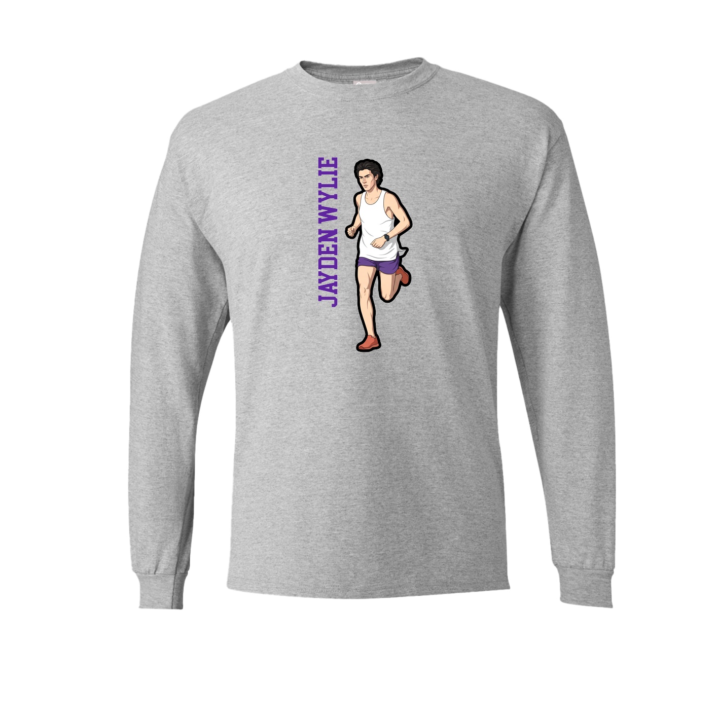 Long Sleeve Tee — Name Vertical in Grey