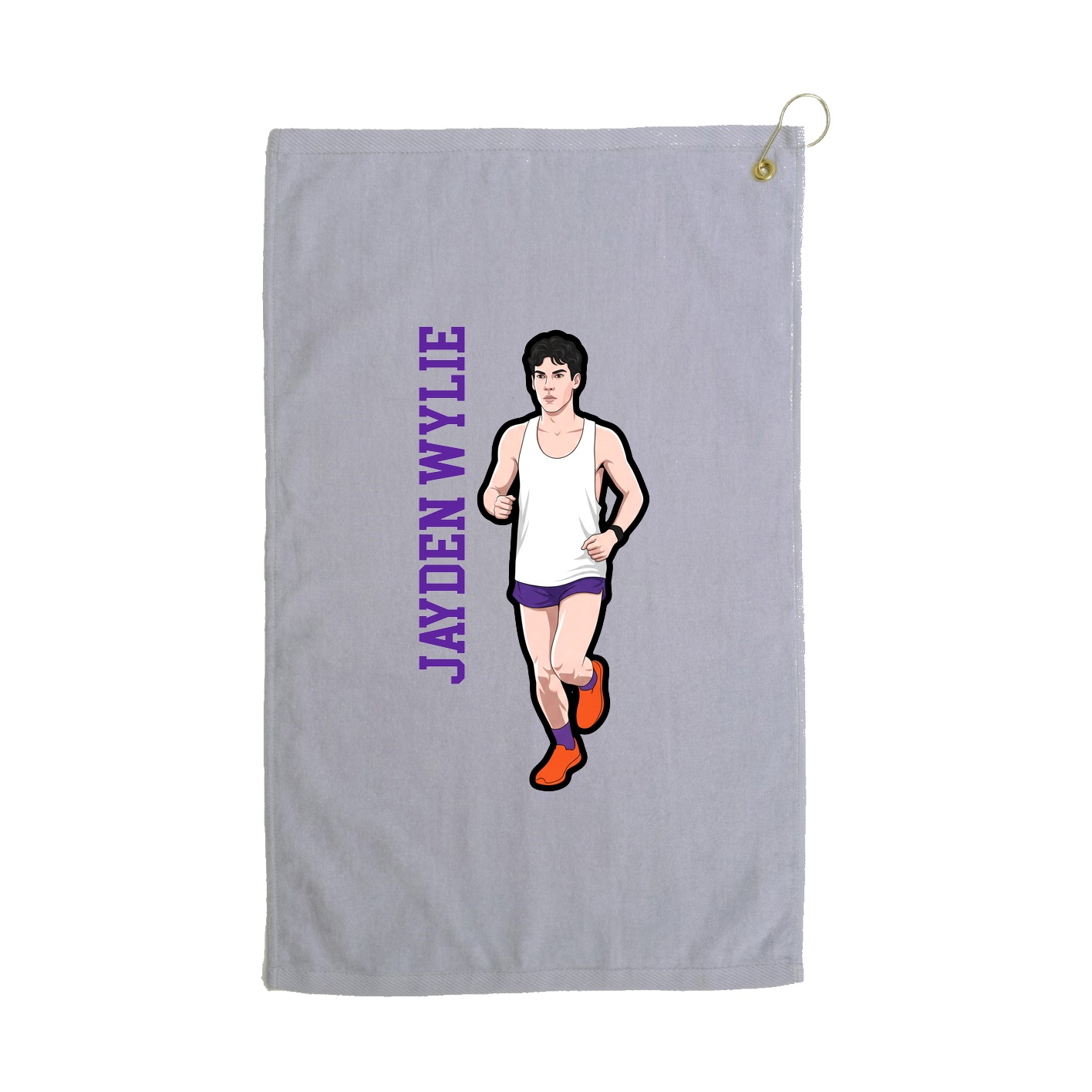 Golf Towel — Name Vertical in Grey