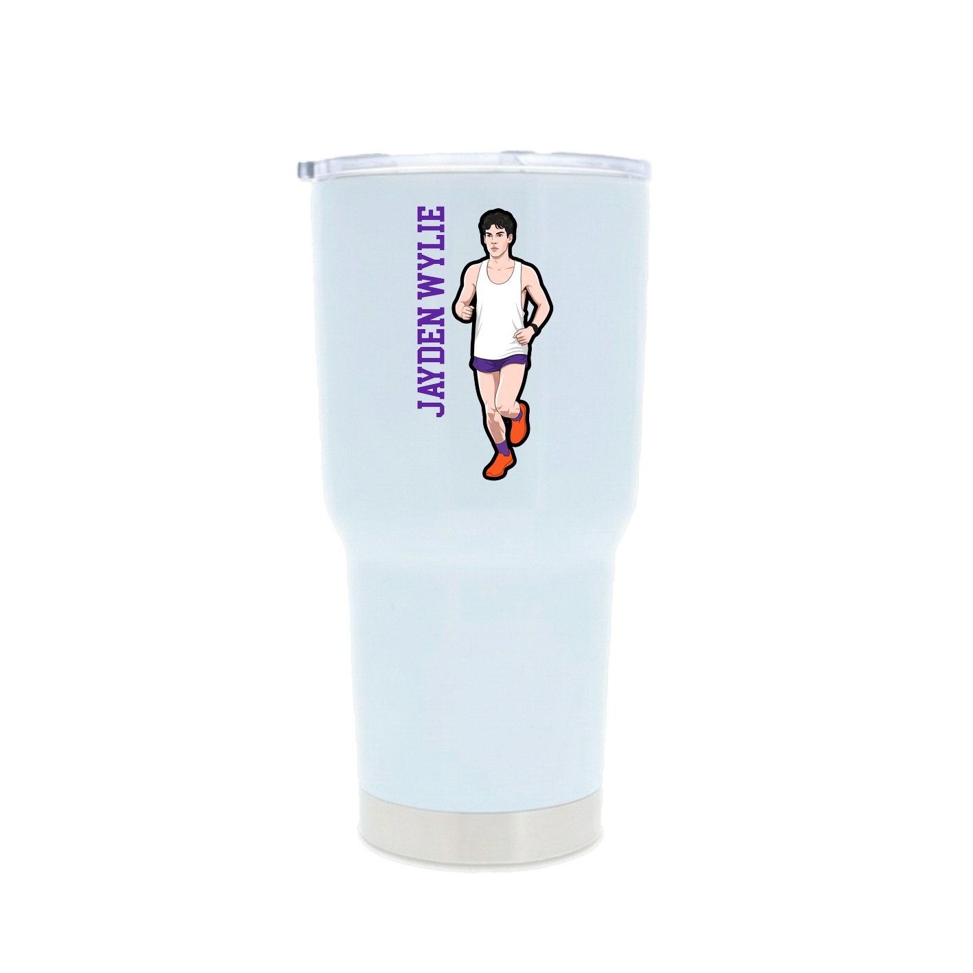 30oz Stainless Steel Tumbler — Name Vertical in White