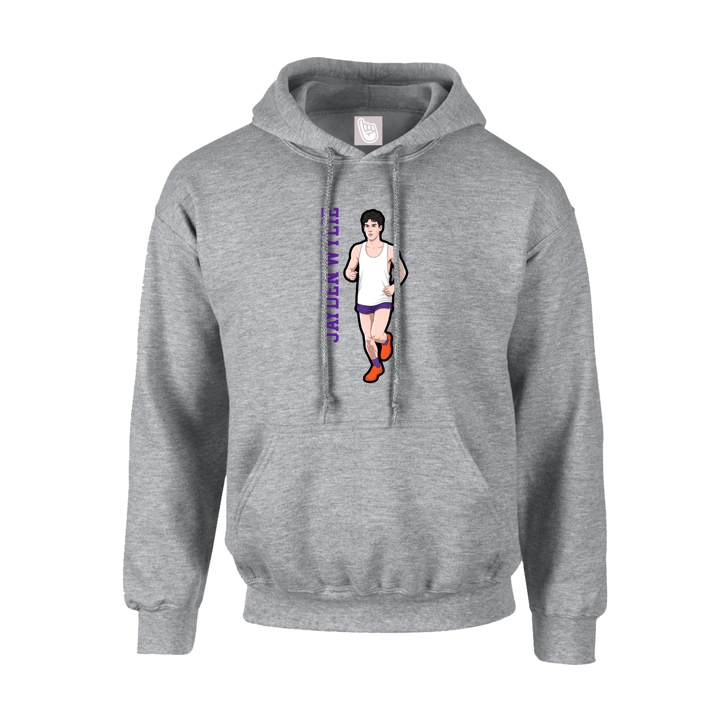 Youth Hoodie — Name Vertical in Grey