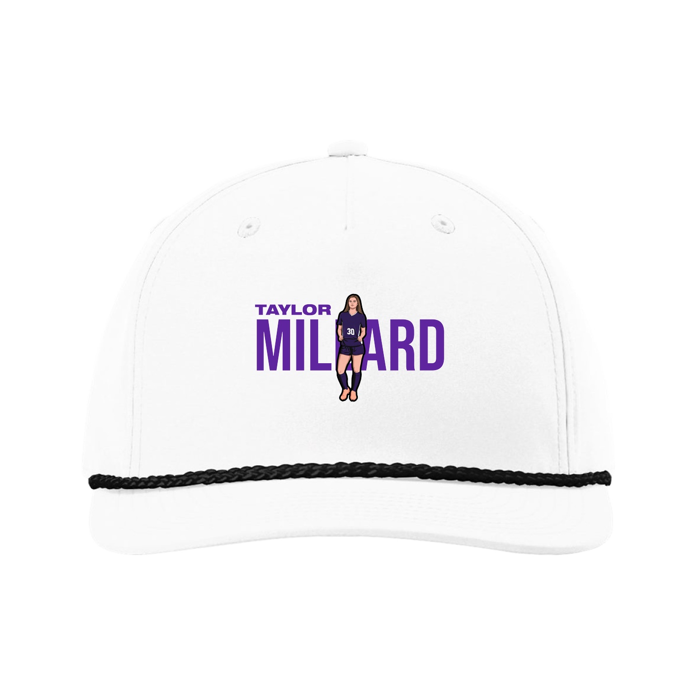 Five-Panel Classic Rope Cap — Player Name in White