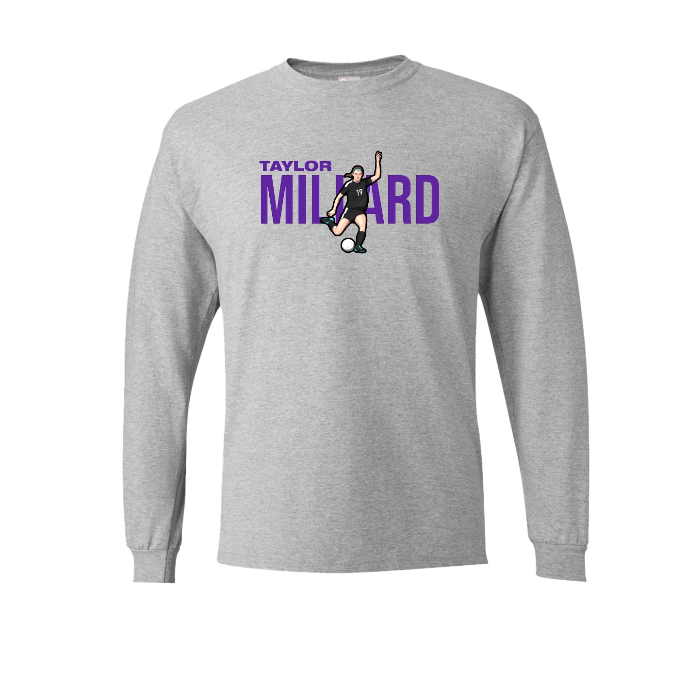 Long Sleeve Tee — Player Name in Grey