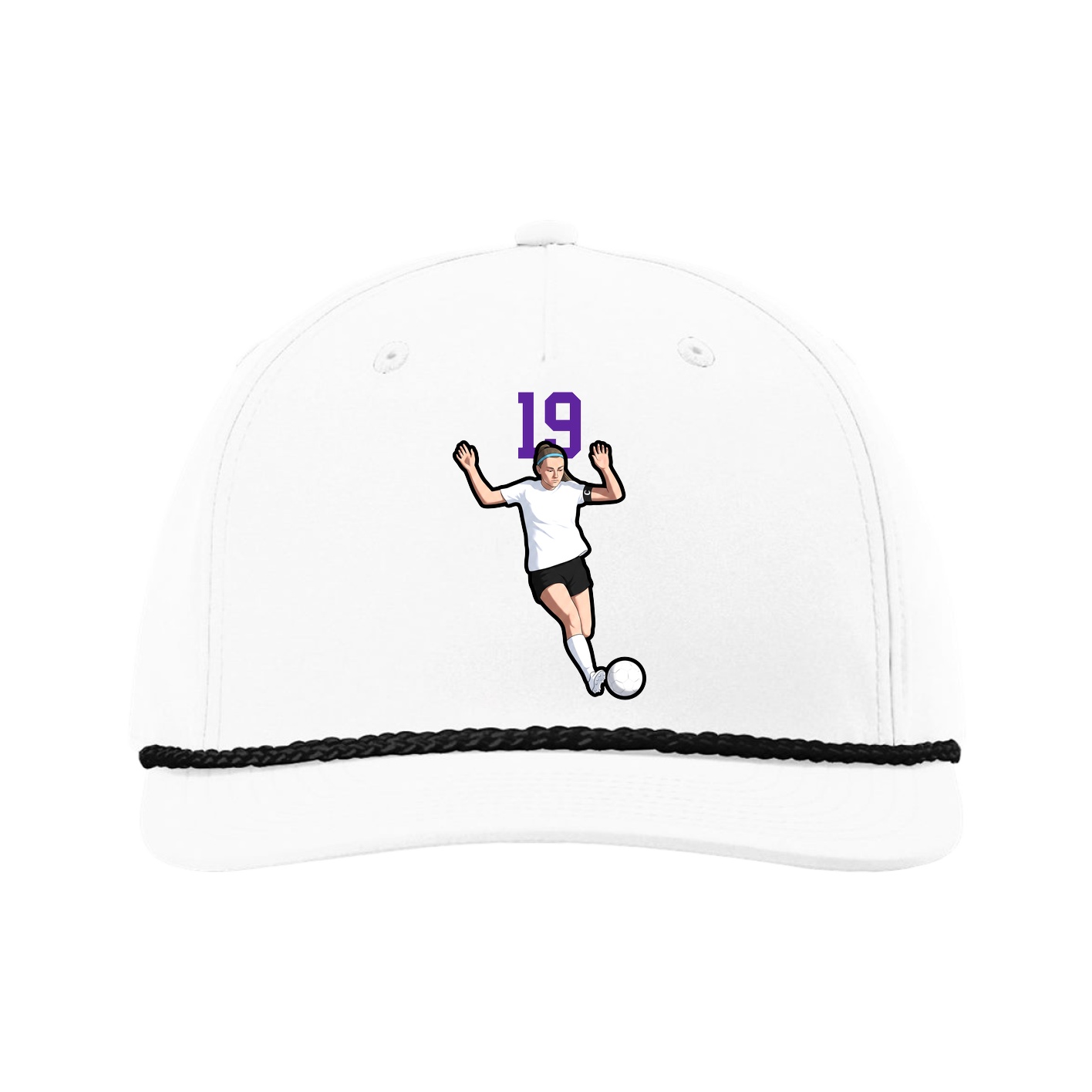 Five-Panel Classic Rope Cap — Number Top in White
