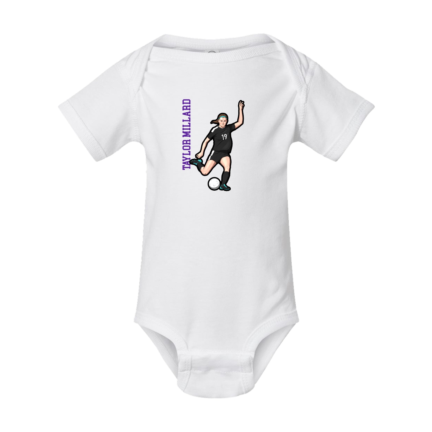 Baby Onesie — Name Vertical in White