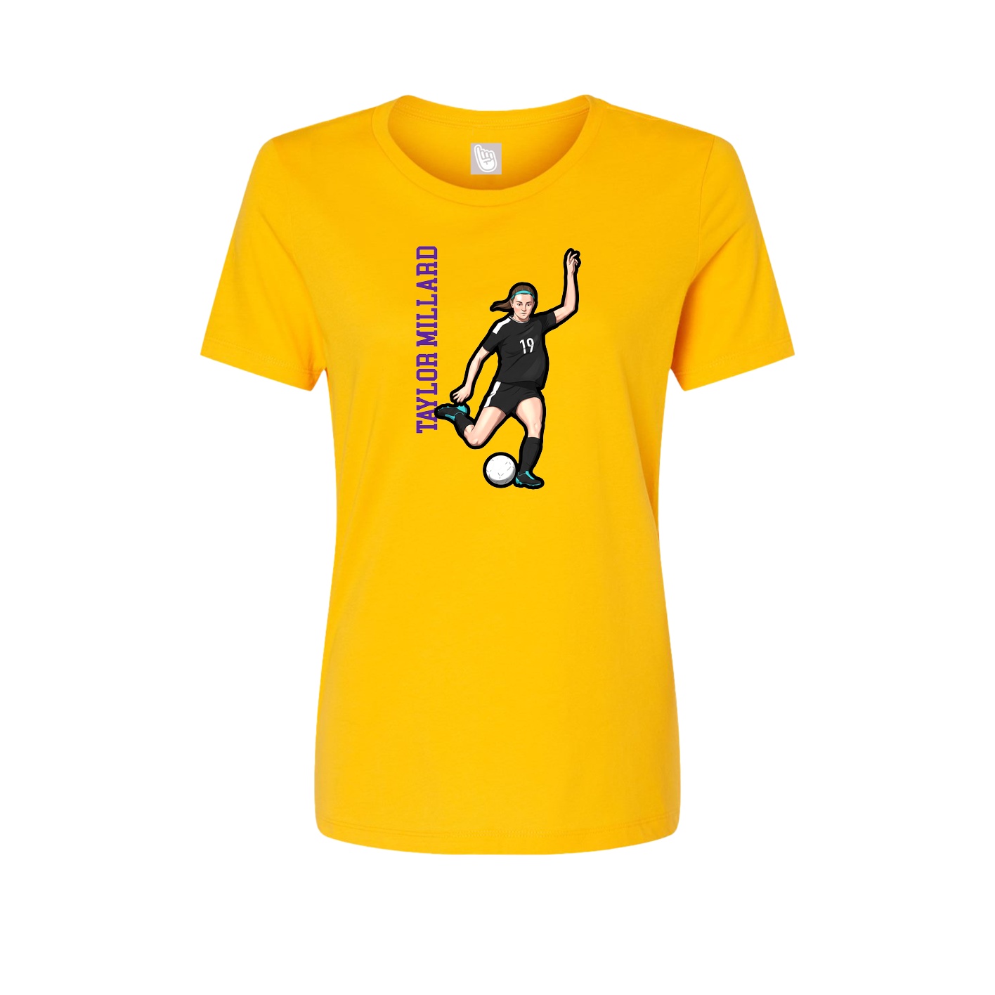Fitted Women's Tee — Name Vertical in Gold