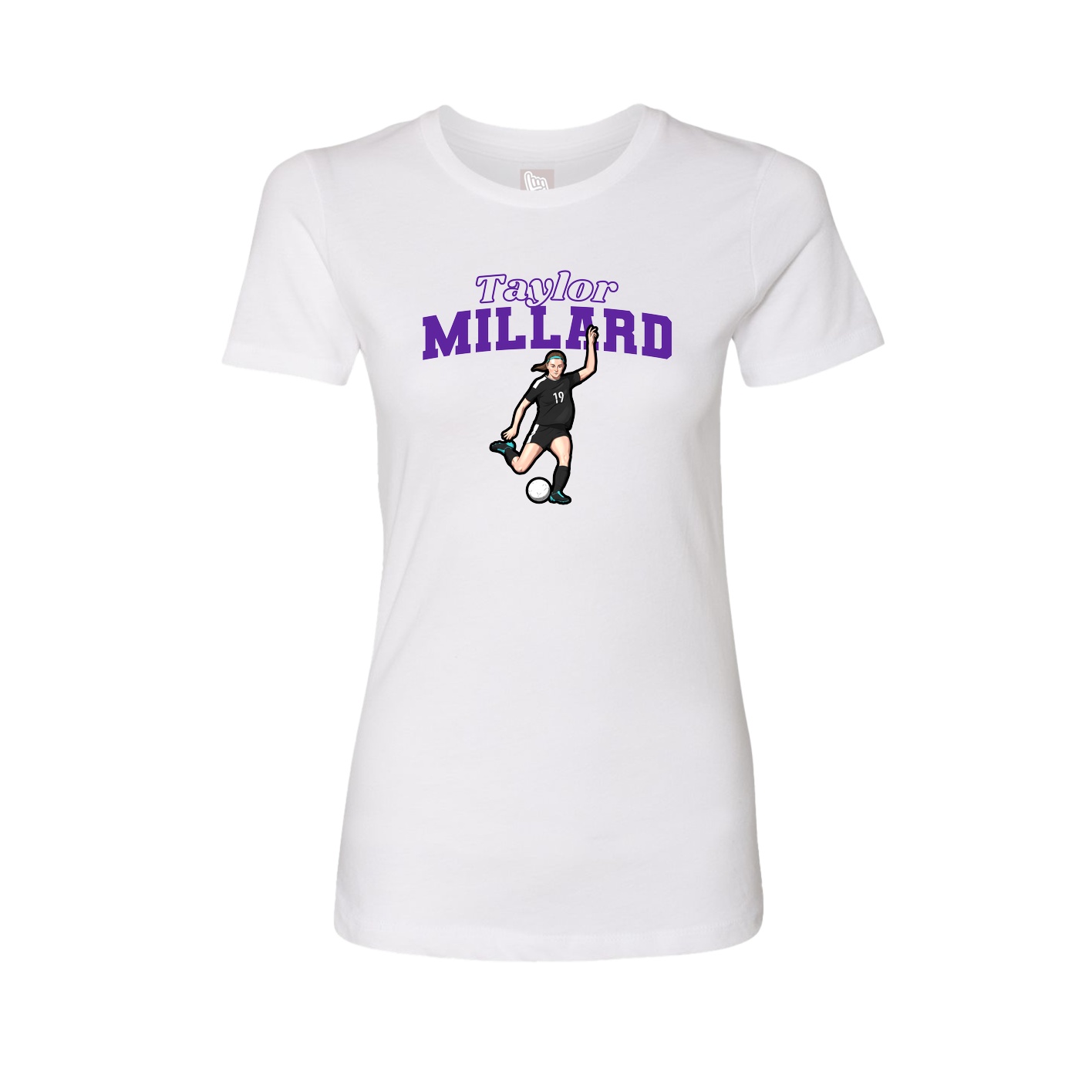 Fitted Women's Tee — Name Arch in White