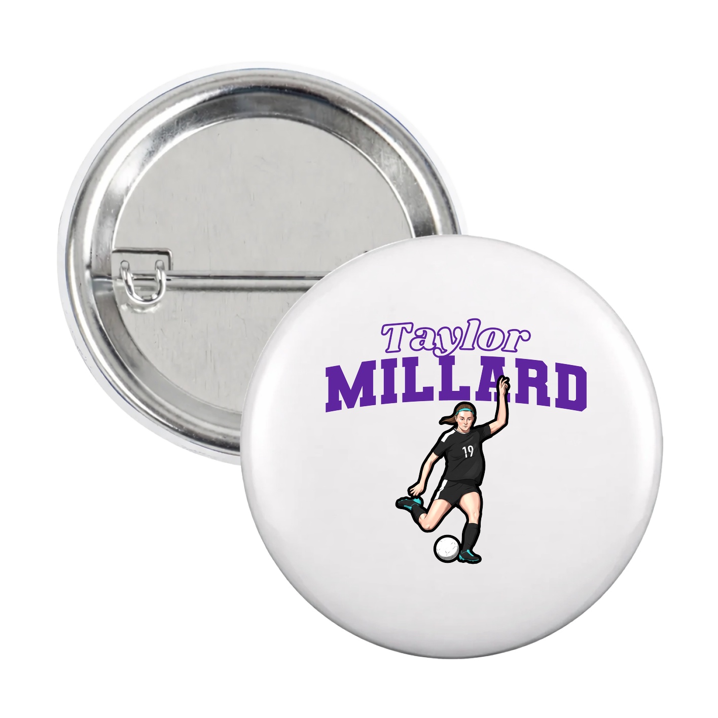 Game Day Button — Name Arch in White