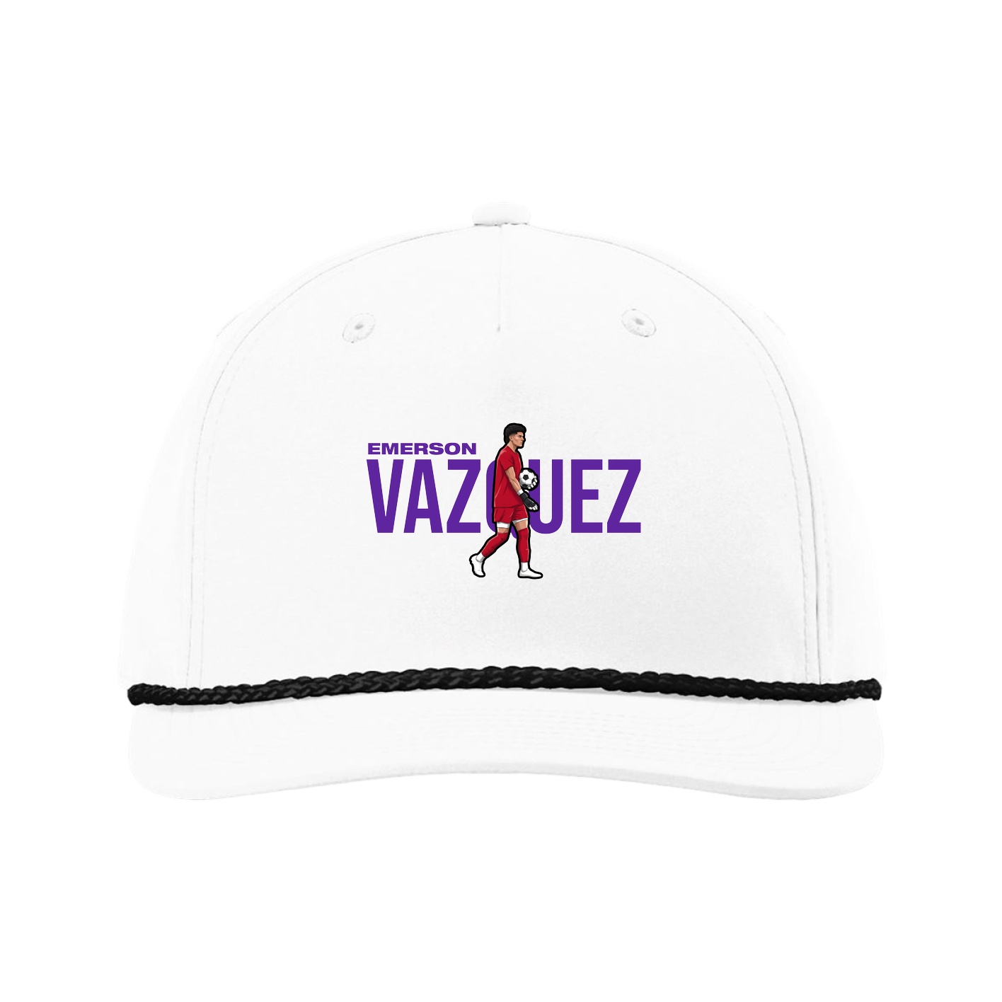 Five-Panel Classic Rope Cap — Player Name in White