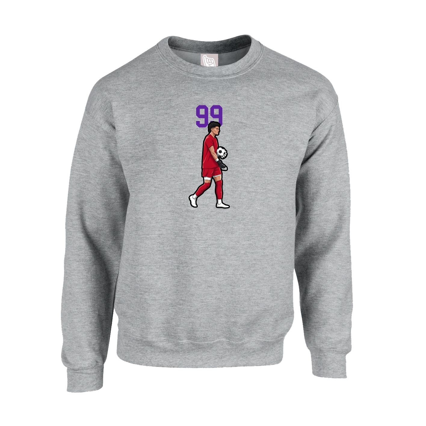 Fleece Crew — Number Top in Grey