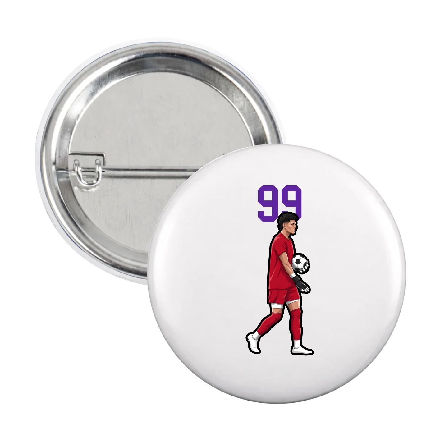 Game Day Button — Number Top in White