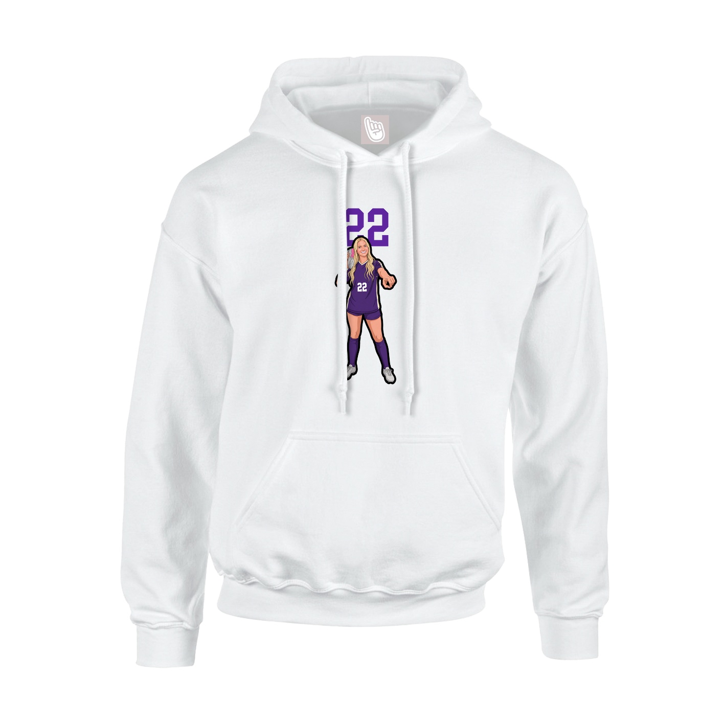 Youth Hoodie — Number Top in White
