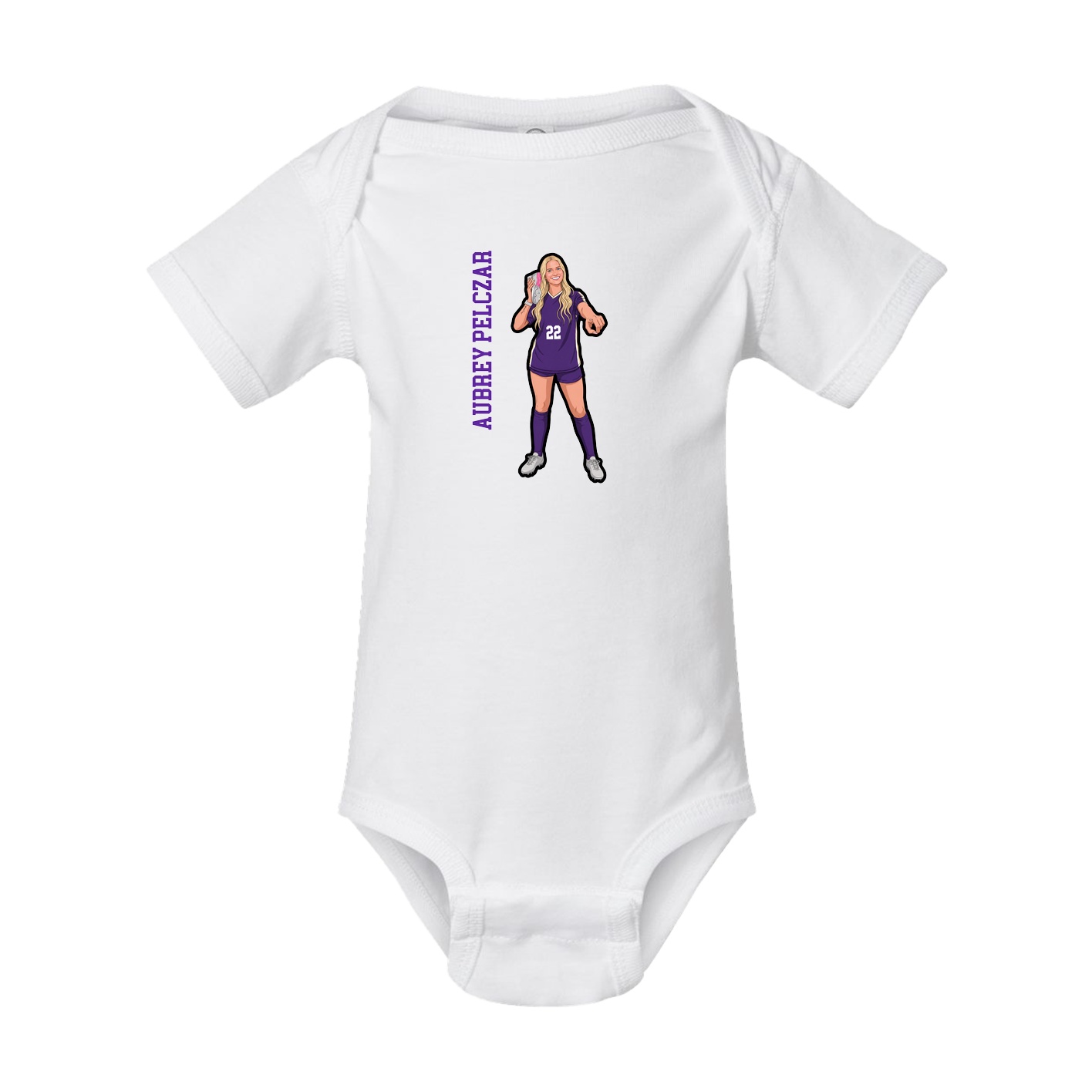 Baby Onesie — Name Vertical in White