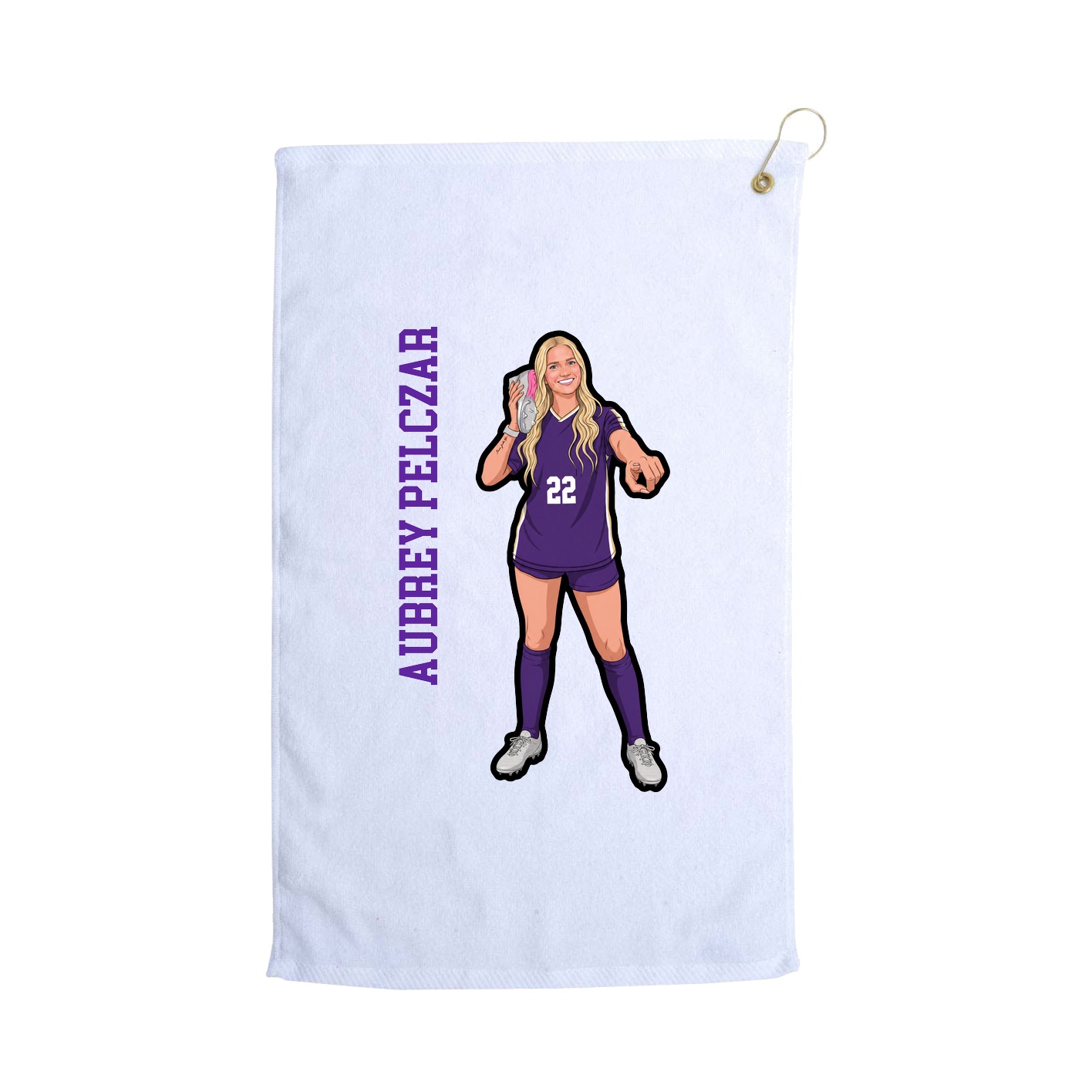 Golf Towel — Name Vertical in White