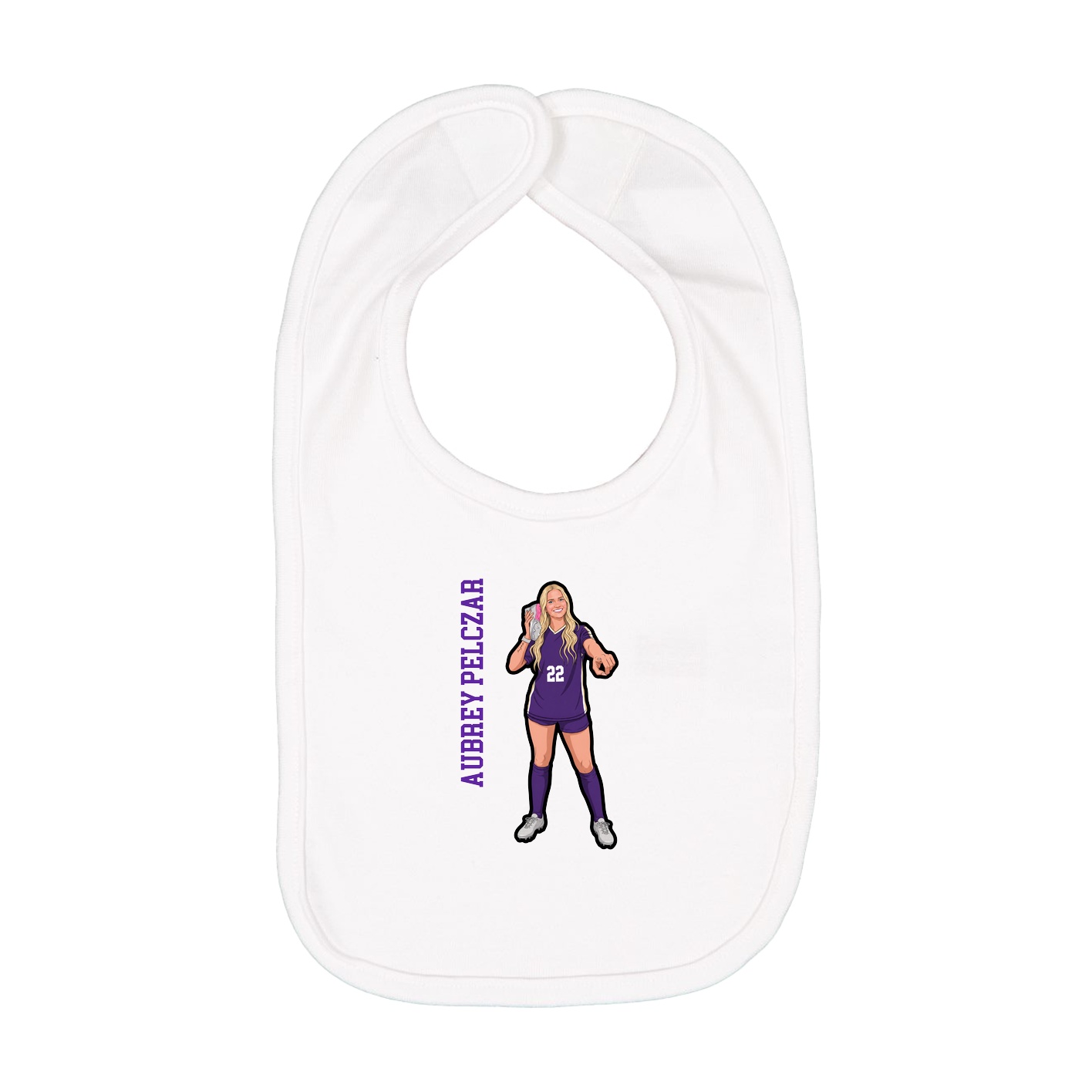 Infant Bib — Name Vertical in White