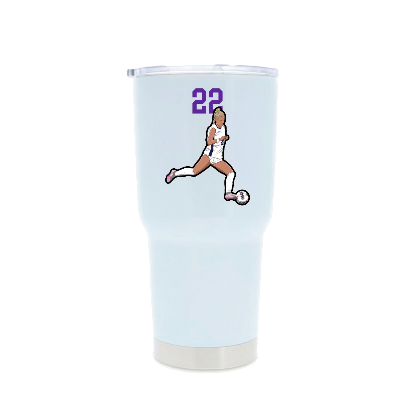 30oz Stainless Steel Tumbler — Number Top in White