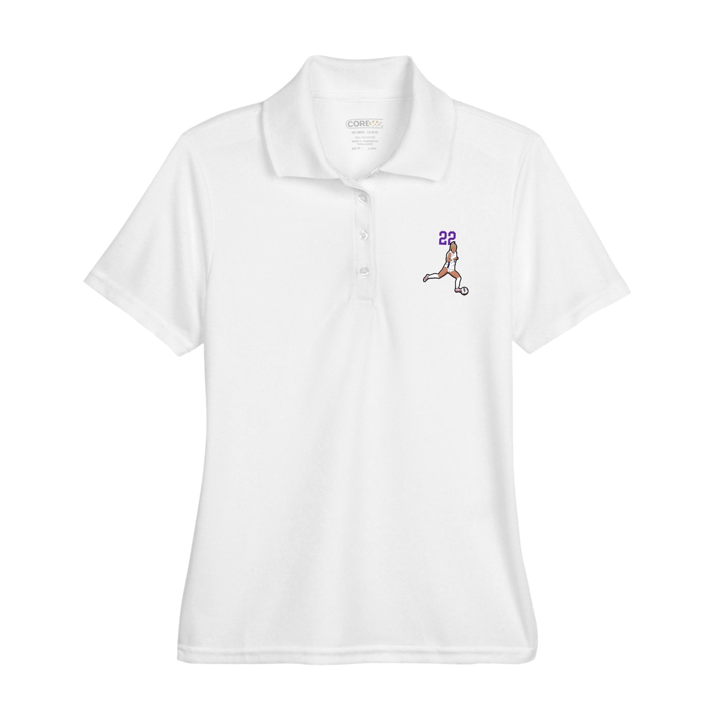 Womens Performance Polo — Number Top in White