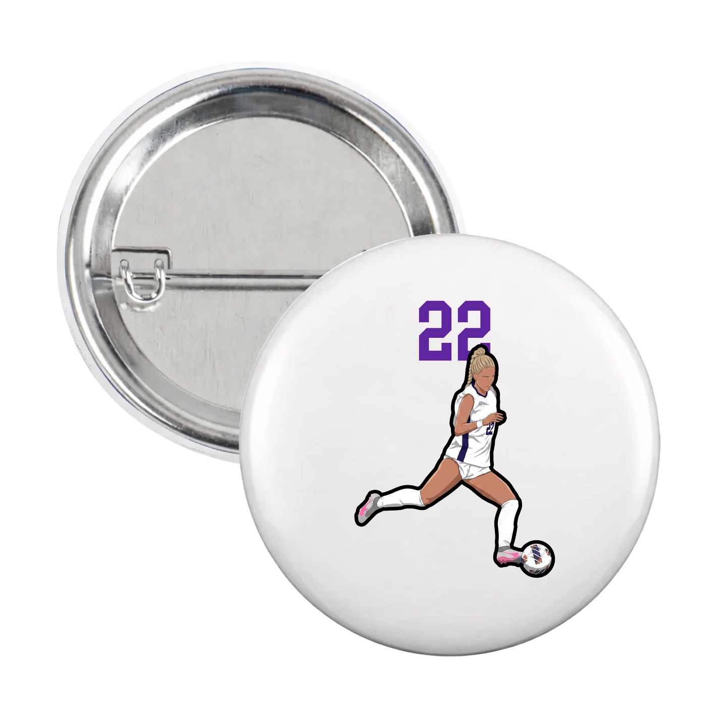 Game Day Button — Number Top in White
