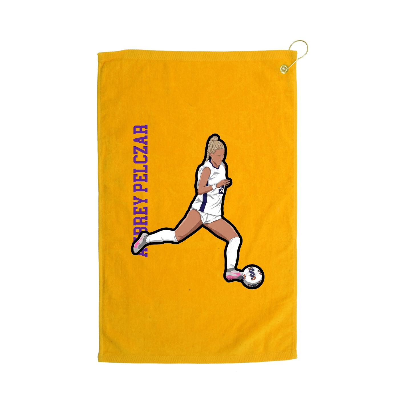 Golf Towel — Name Vertical in Gold