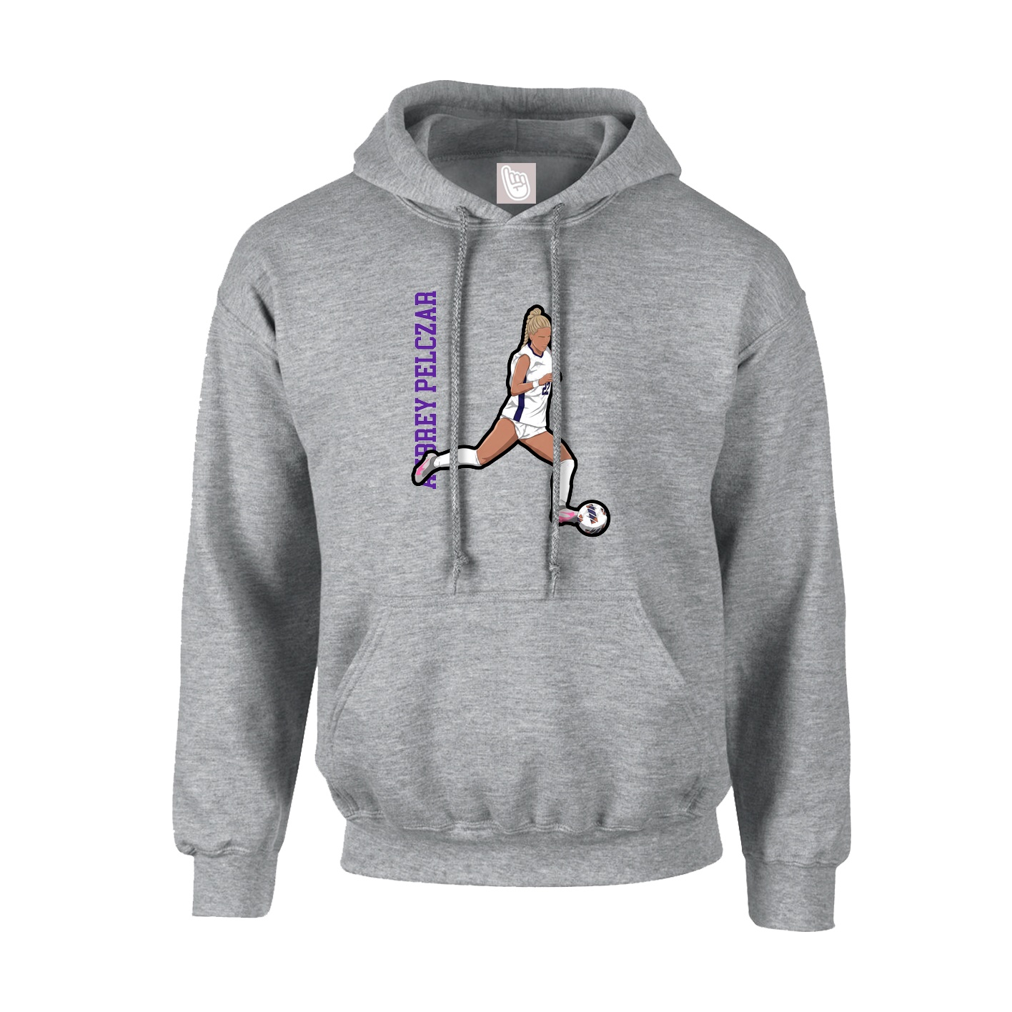 Hoodie — Name Vertical in Grey