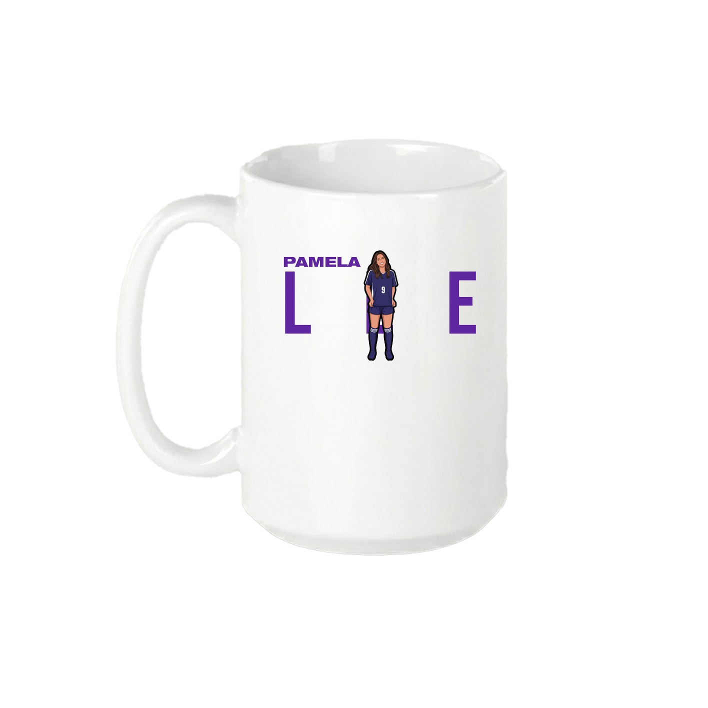 15oz Coffee Mug — Player Name in White