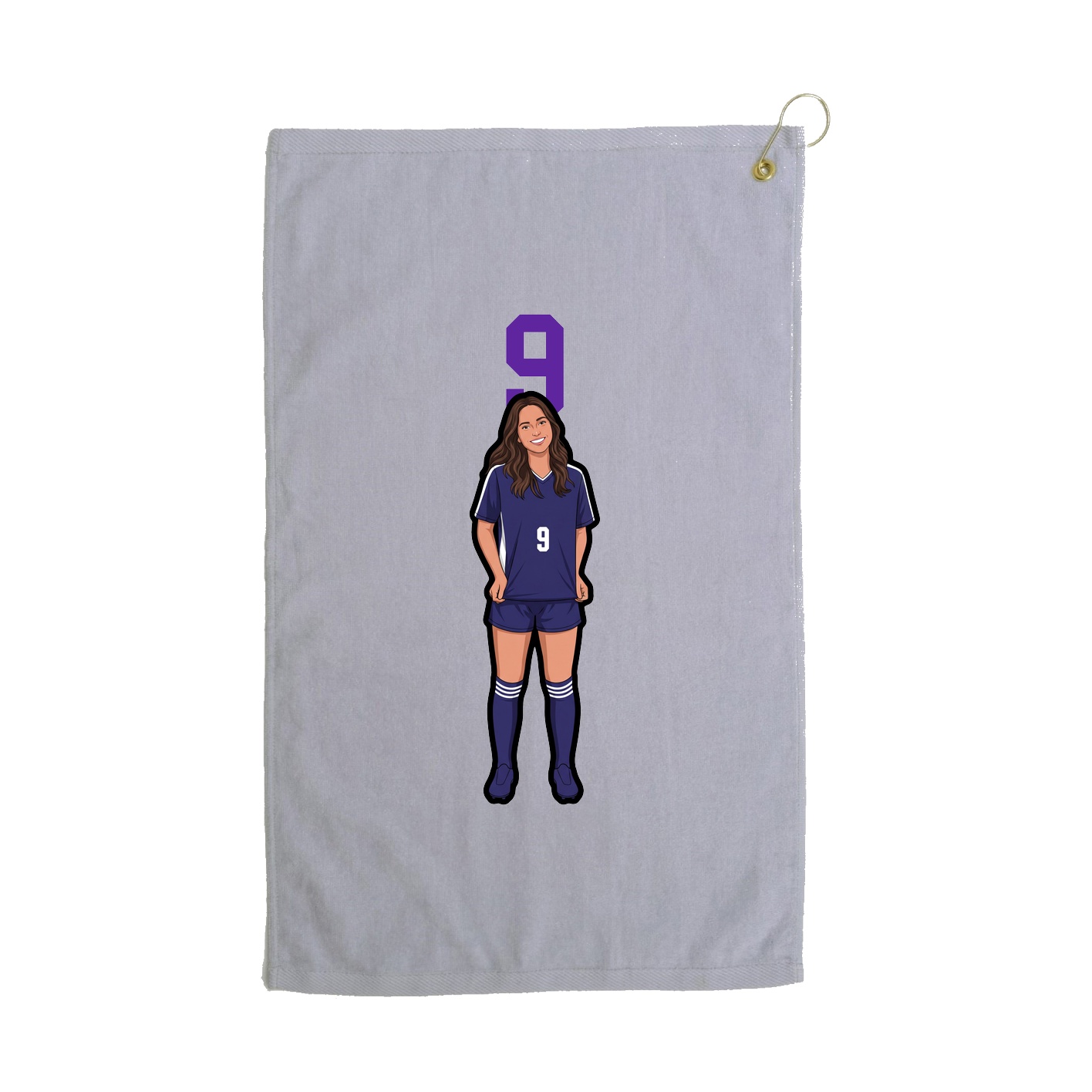 Golf Towel — Number Top in Grey