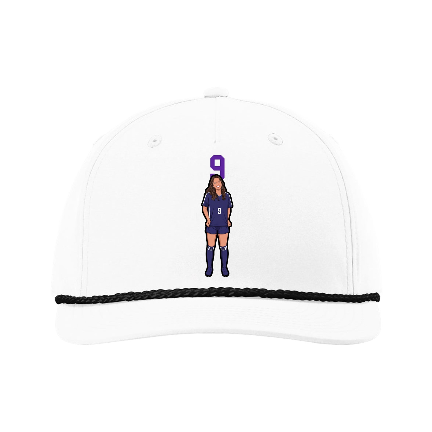 Five-Panel Classic Rope Cap — Number Top in White
