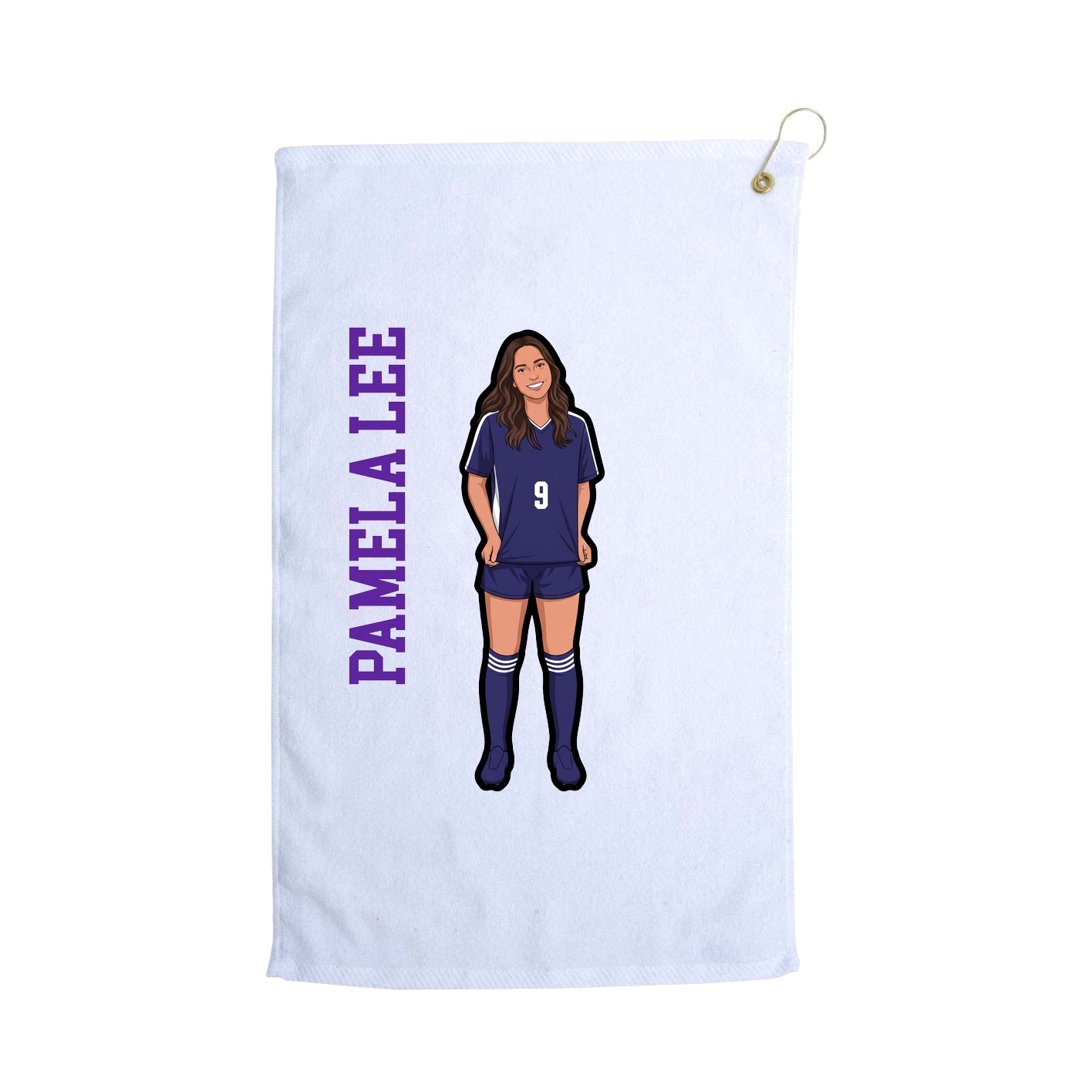 Golf Towel — Name Vertical in White