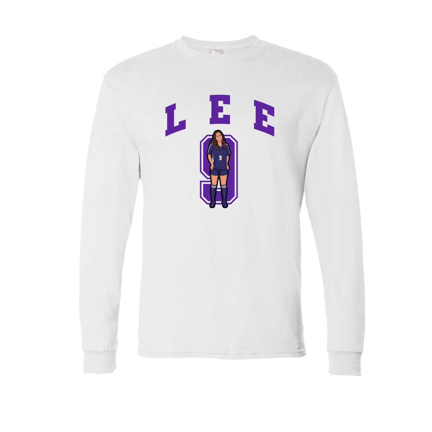 Long Sleeve Tee — Number in White