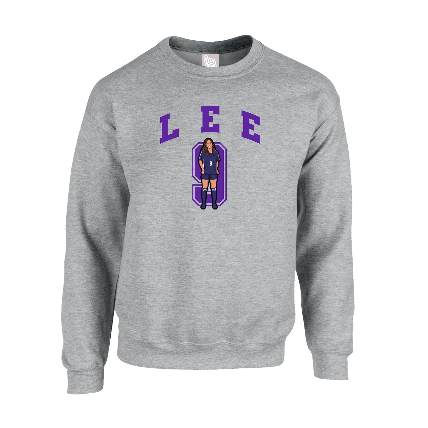 Fleece Crew — Number in Grey